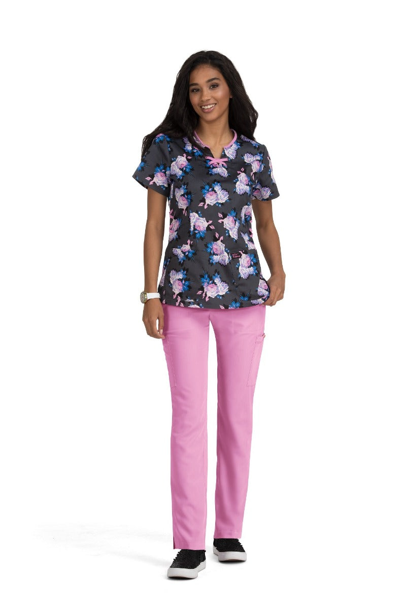 Betsey Johnson Scrub Print Top Cosmos Scented Rose at Parker's Clothing and Shoes.