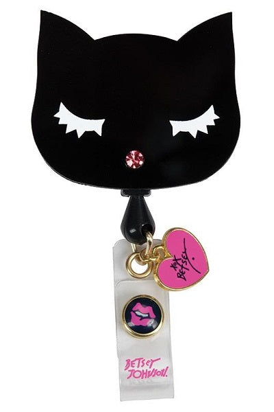 koi Betsey Johnson Cat Badge Reel with retractable cord and snap badge holder at Parker's Clothing and Shoes.
