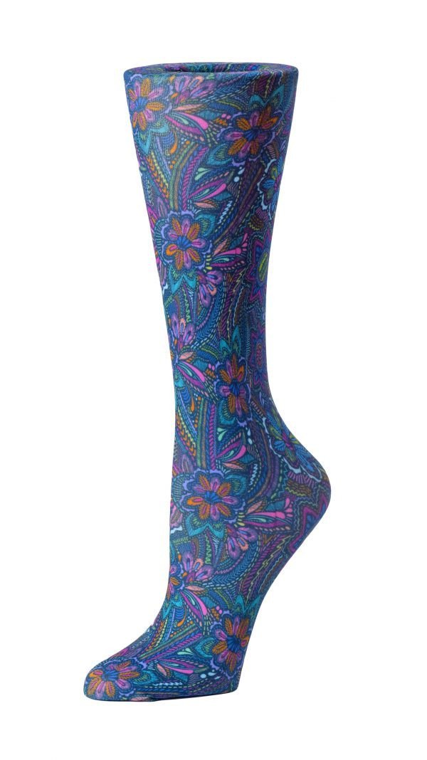Cutieful Moderate Compression Socks 10-18 mmHg Knit in Print Patterns Bright Flowers at Parker's Clothing and Shoes.