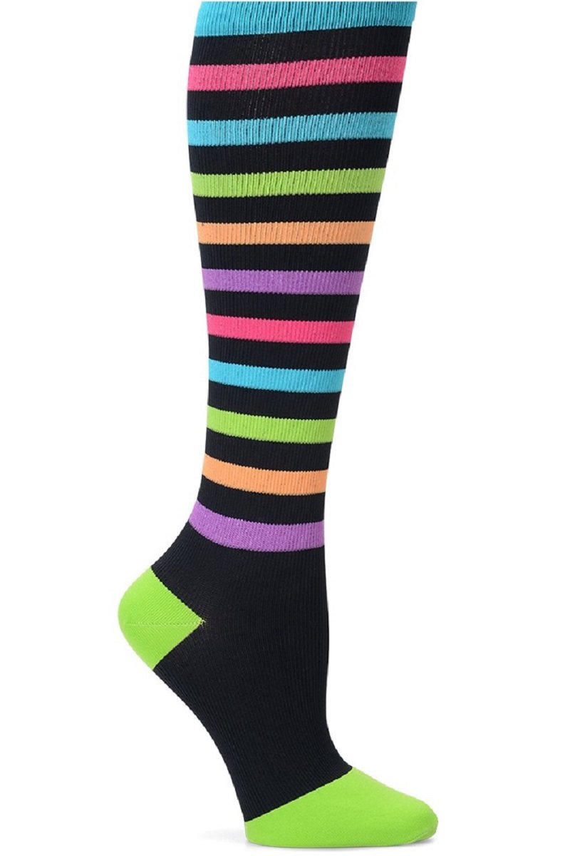 Nurse Mates Plus Size Compression Socks Wide Calf 12-14 mmHg at Parker's Clothing and Shoes. Plus size womens compression socks. Compression socks for nursing. Medical compression socks. Black/Bright Stripe
