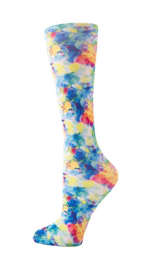 Cutieful Moderate Compression Socks 10-18 MMhg Wide Calf Knit Print Pattern Bright Watercolors at Parker's Clothing and Shoes.