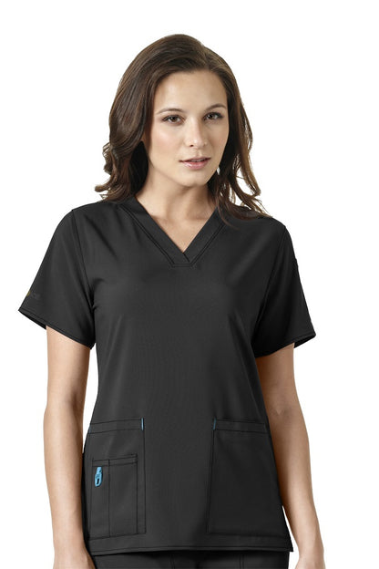 Carhartt Womens Scrub Top Cross-Flex V-Neck Media in Black C12110 at Parker's Clothing & Scrubs.