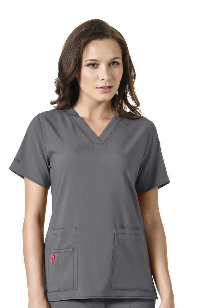 Carhartt Womens Scrub Top Cross-Flex V-Neck Media in Pewter C12110 at Parker's Clothing and Shoes.