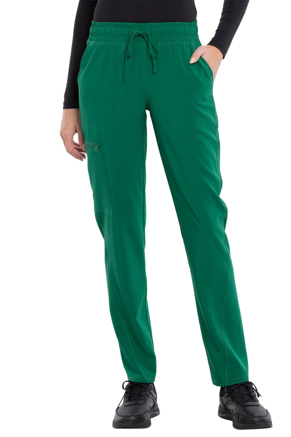 Cherokee Allura Petite Scrub Pant Mid Rise Tapered Leg Drawstring in Hunter at Parker's Clothing and Shoes.