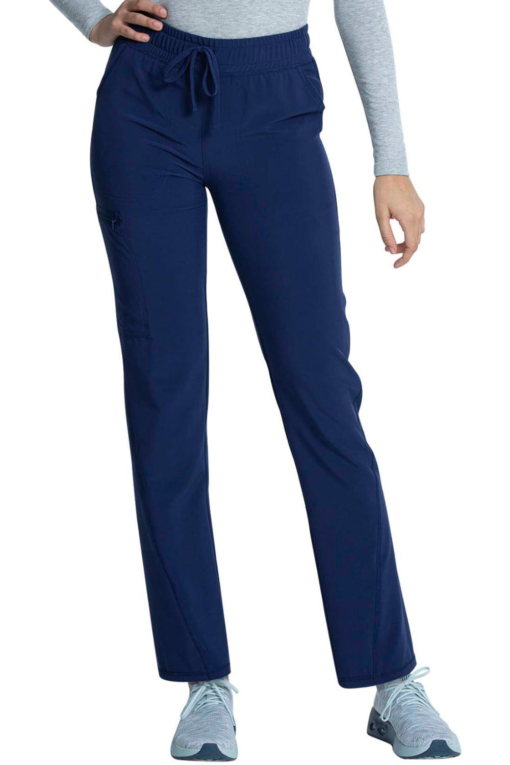 Cherokee Allura Petite Scrub Pant Mid Rise Tapered Leg Drawstring in Navy at Parker's Clothing and Shoes.