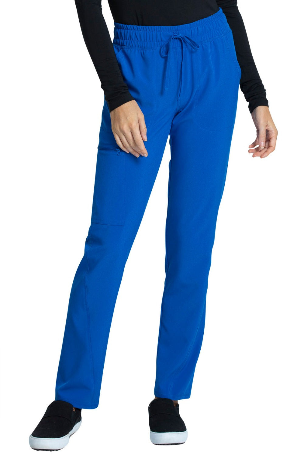 Cherokee Allura Petite Scrub Pant Mid Rise Tapered Leg Drawstring in Royal at Parker's Clothing and Shoes.