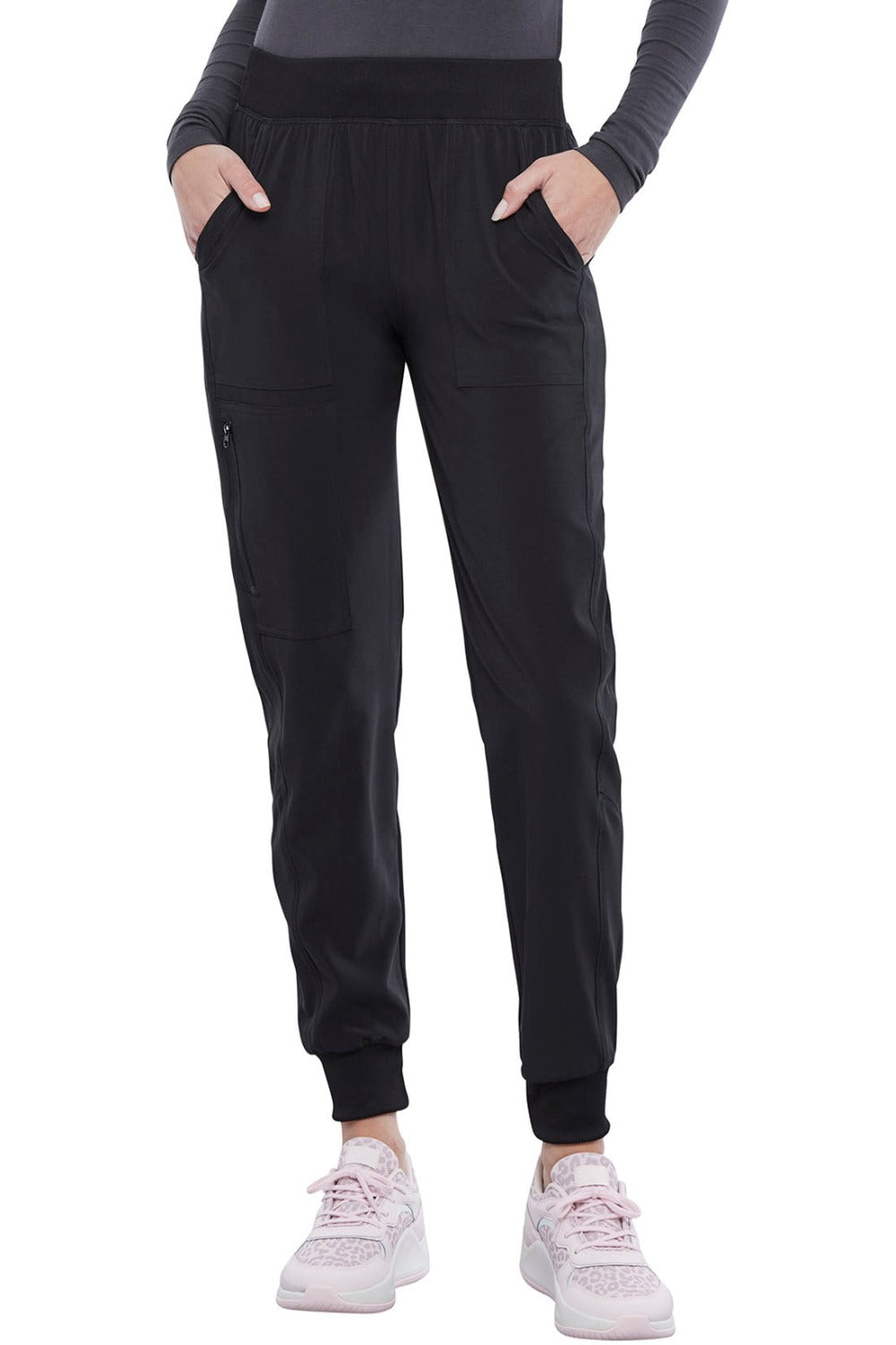 Cherokee Allura Petite Scrub Pant Pull On Jogger in Black at Parker's Clothing and Shoes.