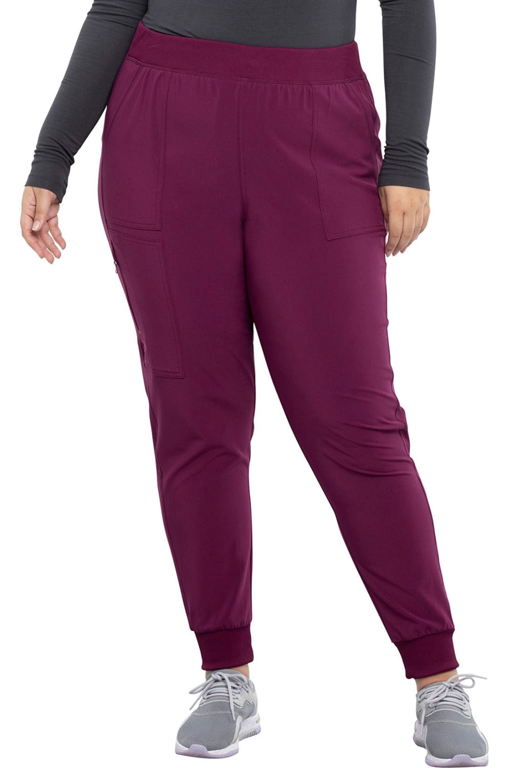 Cherokee Allura Petite Scrub Pant Pull On Jogger in Wine at Parker's Clothing and Shoes.