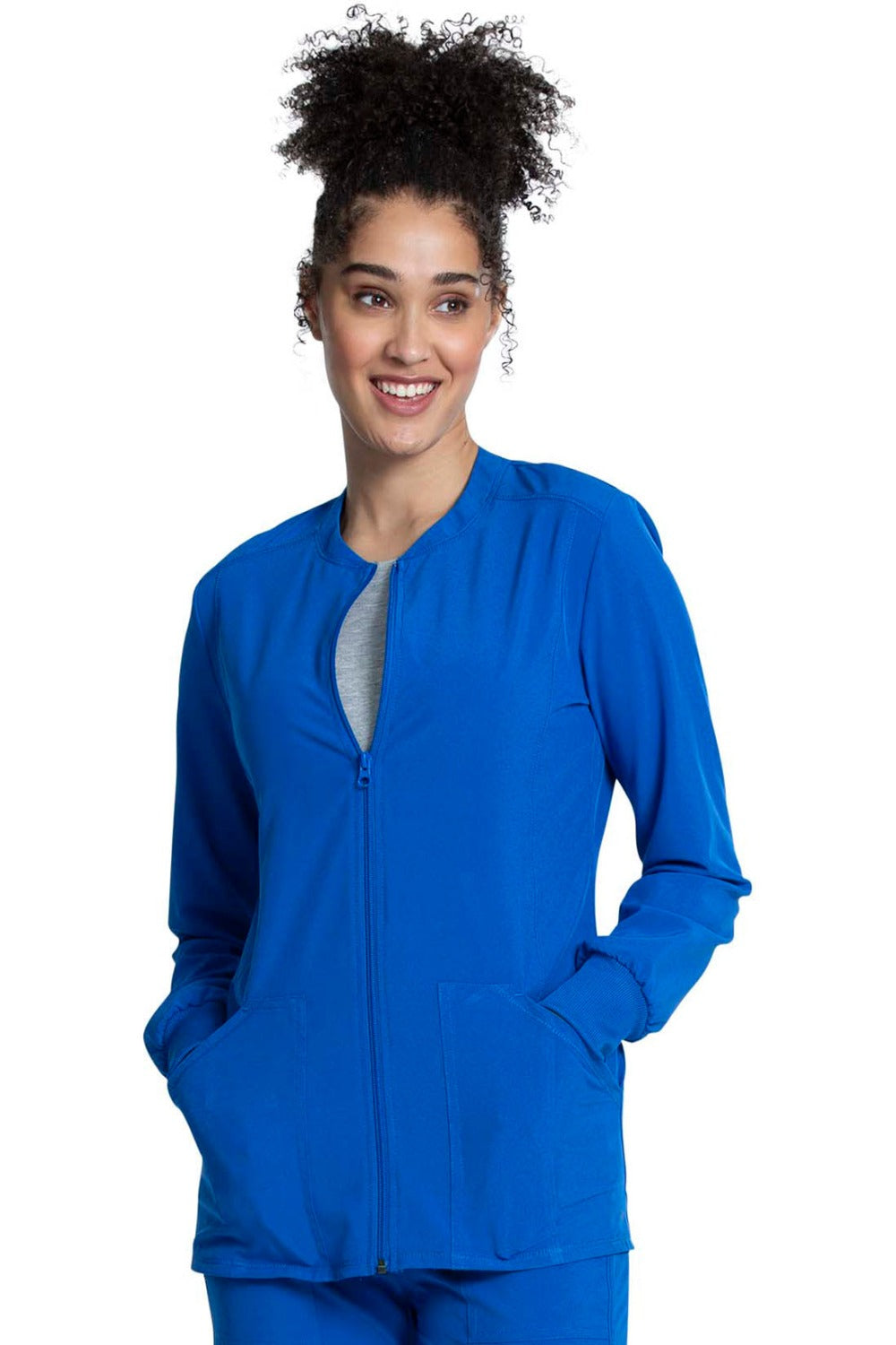 Cherokee Allura Round Neck Zipper Jacket in Royal at Parker's Clothing and Shoes.