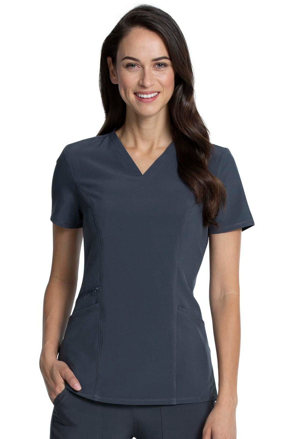 Cherokee Allura V-Neck Scrub Top in Pewter at Parker's Clothing and Shoes.