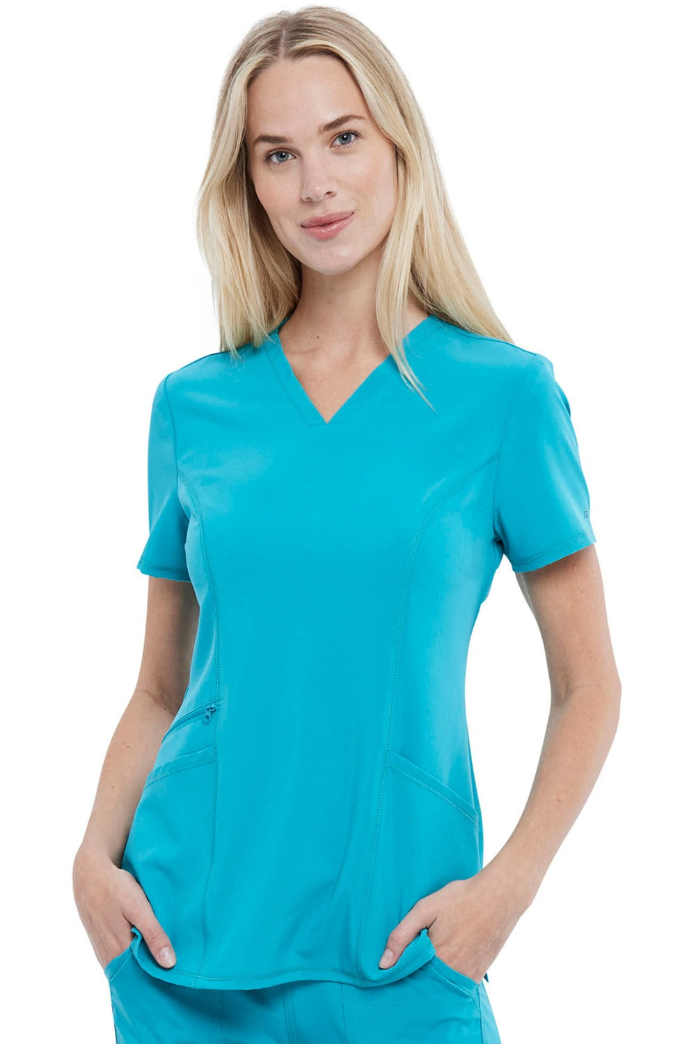 Cherokee Allura V-Neck Scrub Top in Teal Blue at Parker's Clothing and Shoes.