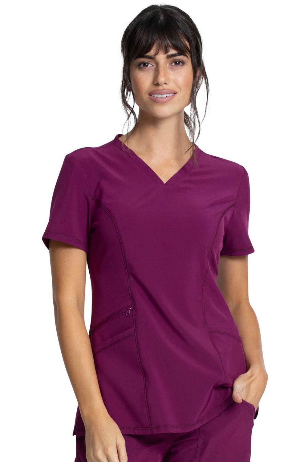 Cherokee Allura V-Neck Scrub Top in Wine at Parker's Clothing and Shoes.