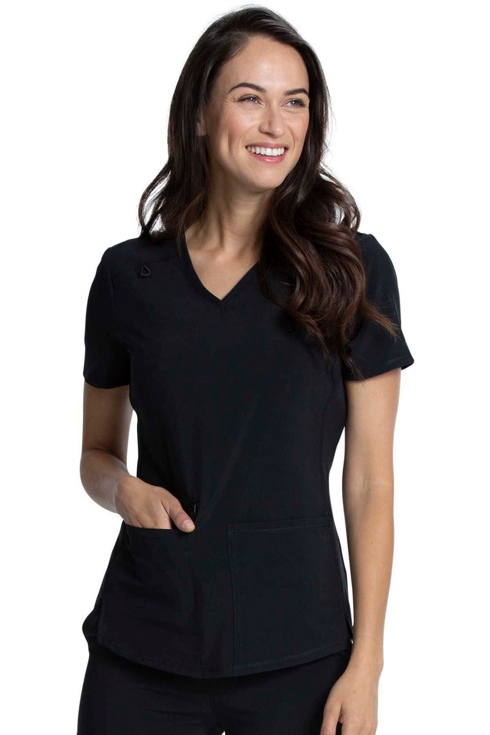 Cherokee Allura V-Neck Scrub Top in Black at Parker's Clothing and Shoes.