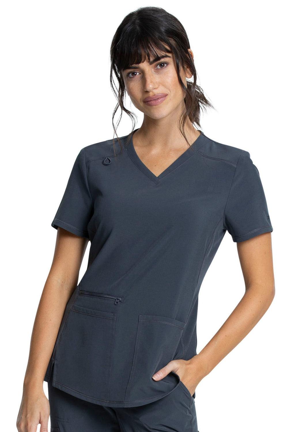 Cherokee Allura V-Neck Scrub Top in Pewter at Parker's Clothing and Shoes.