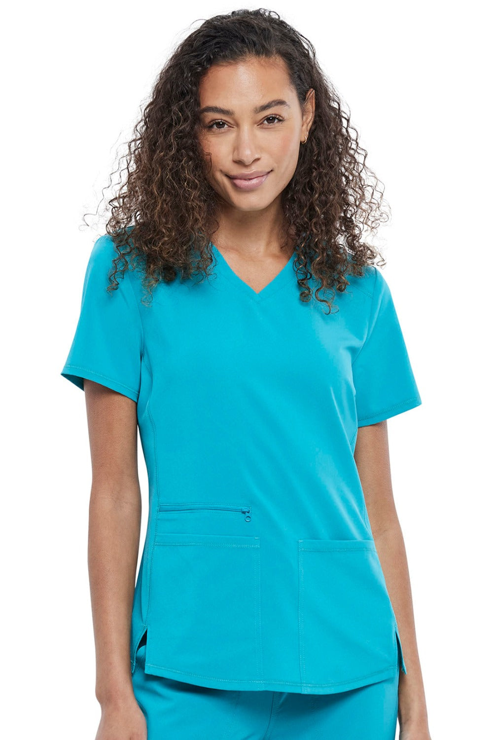 Cherokee Allura V-Neck Scrub Top in Teal Blue at Parker's Clothing and Shoes.