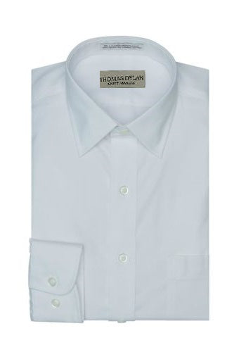 Thomas Dylan Dress Shirt Strechtech Spread Collar in White at Parker's Clothing and Shoes.