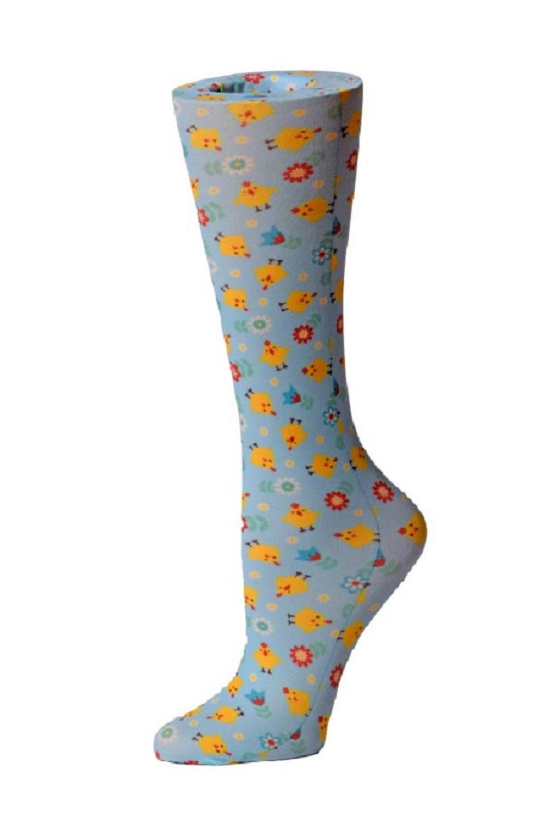Cutieful Moderate Compression Socks 10-18 MMhg Wide Calf Knit Animal Print Chicks at Parker's Clothing and Shoes.