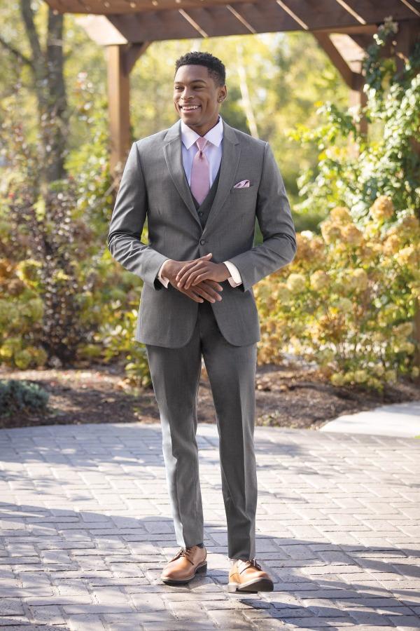 Jim's Formal Wear Tuxedos Diamond Collection Medium Grey Performance Stretch Suit at Parker's Clothing and Shoes.