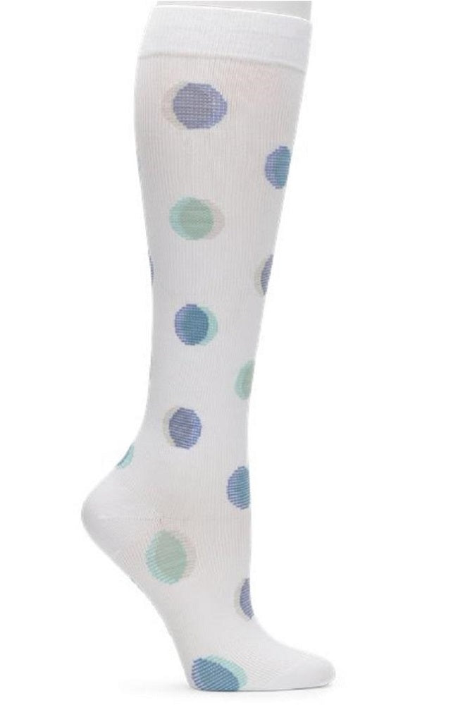 Nurse Mates Moderate Compression Socks Active 15-20 mmHg White Dot Fusion at Parker's Clothing and Shoes.