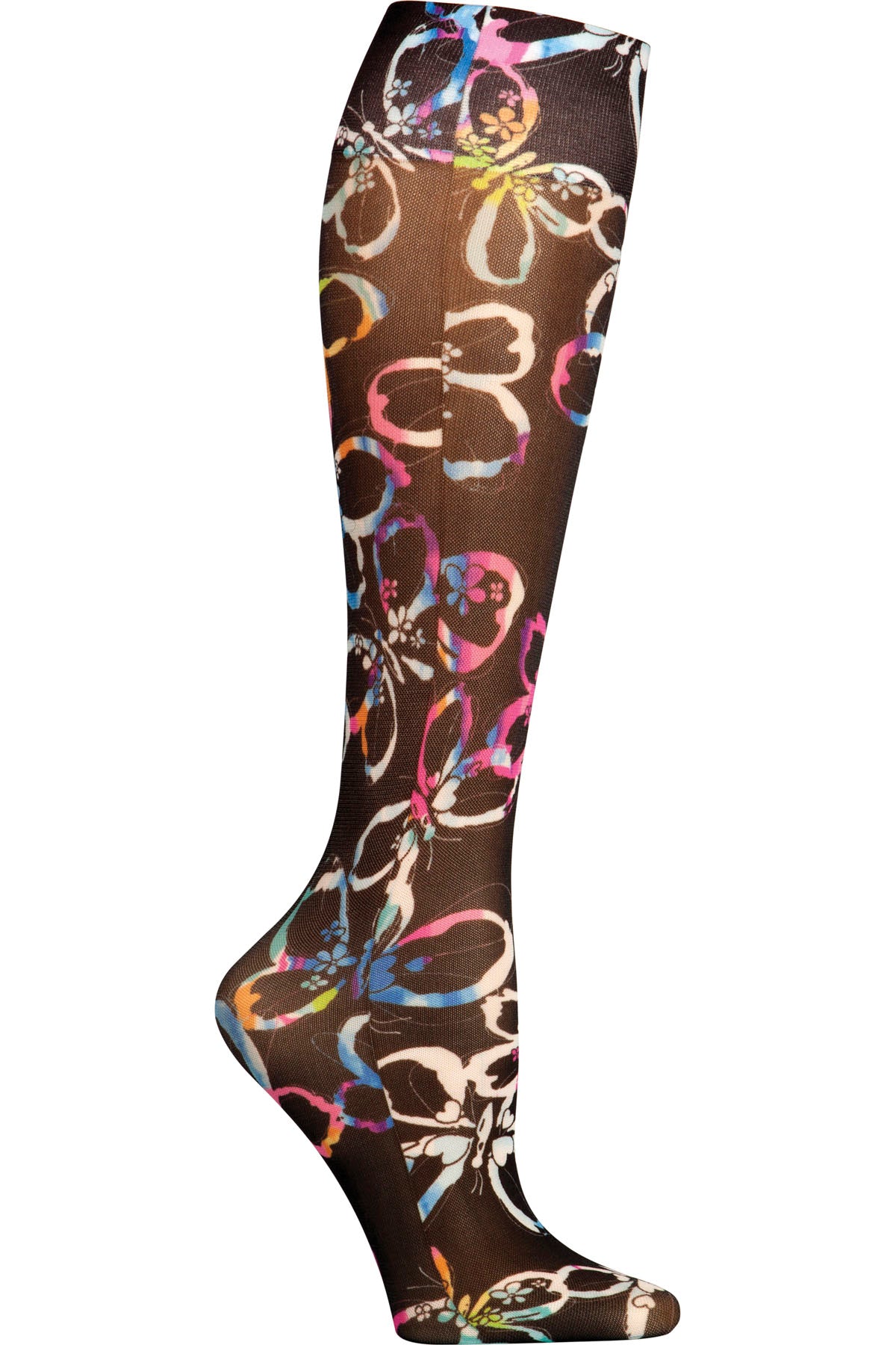 Cherokee Fashion Support Mild Compression Socks 8-15 mmHg Flutter Rainbow at Parker's Clothing and Shoes.