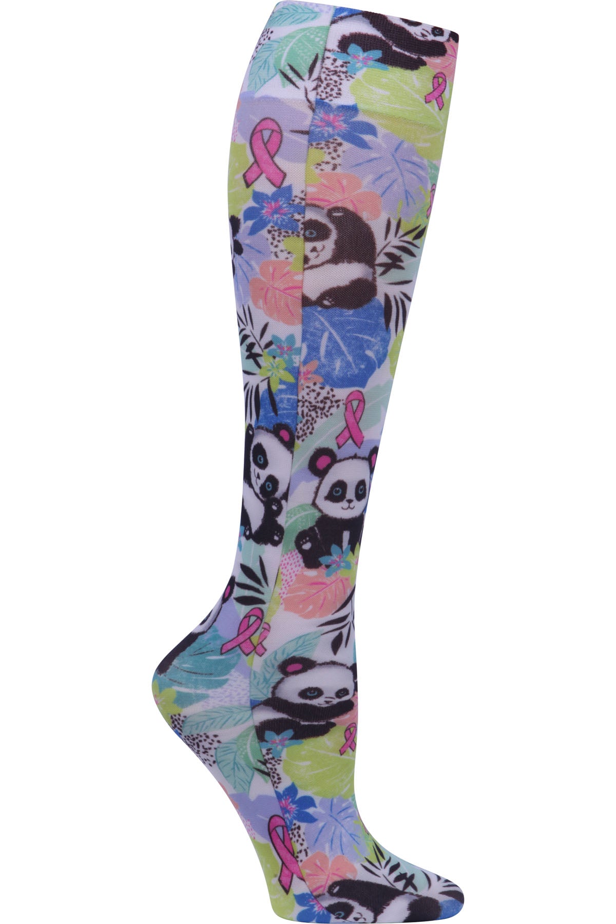 Cherokee Fashion Support Mild Compression Socks 8-15 mmHg Wide Calf Garden Panda-monium at Parker's Clothing and Shoes.