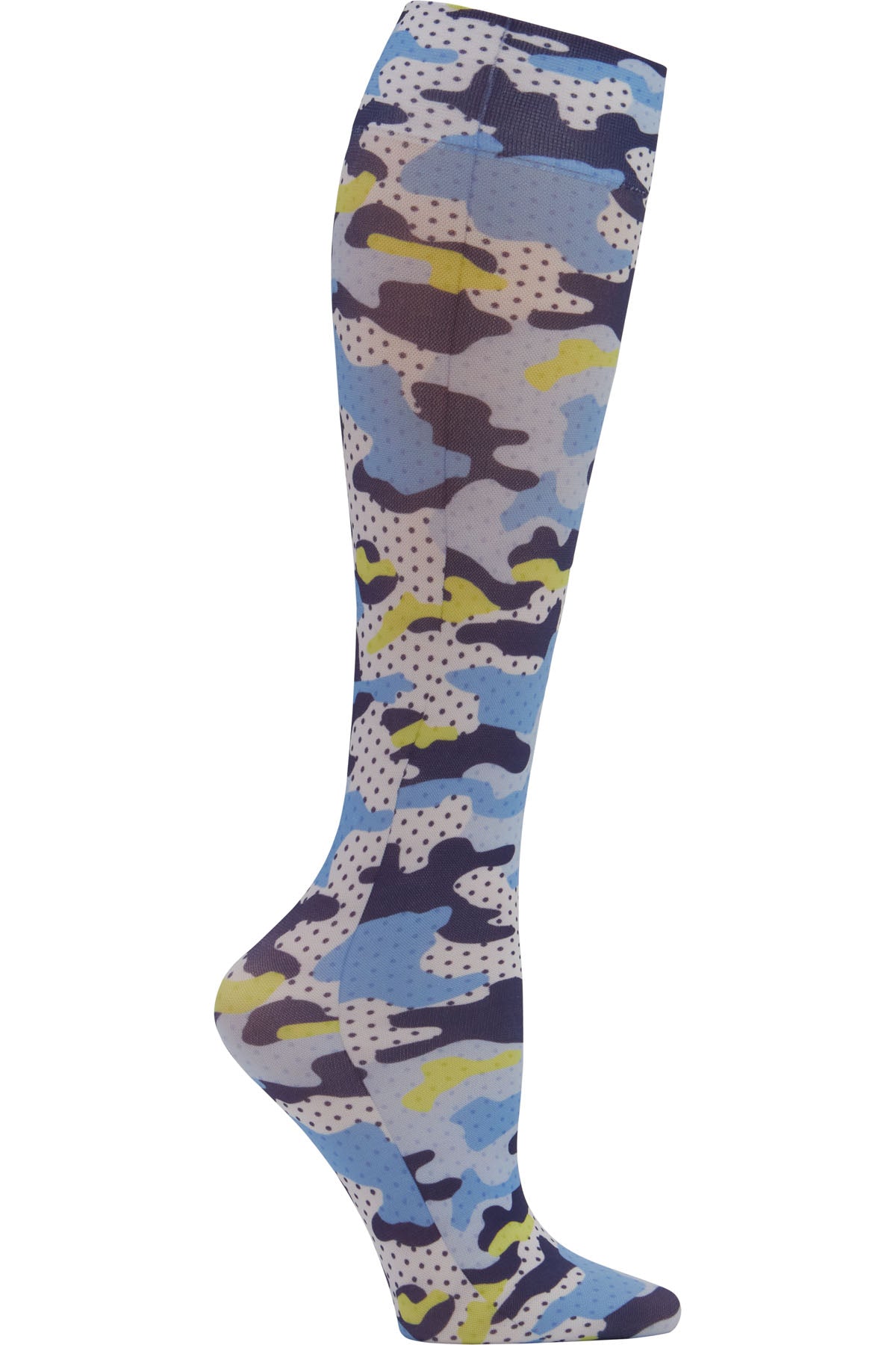 Cherokee Fashion Support Mild Compression Socks 8-15 mmHg Wide Calf Polka Dot Camo at Parker's Clothing and Shoes.