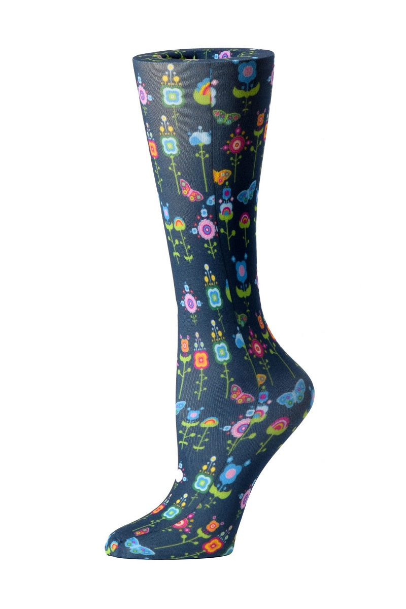 Cutieful Moderate Compression Socks 10-18 MMhg Wide Calf Knit Animal Print Flowers & Butterflies at Parker's Clothing and Shoes.