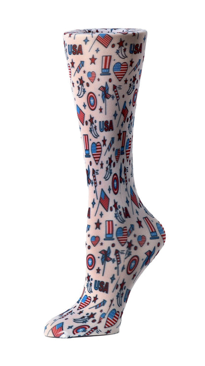 Cutieful Moderate Compression Socks 10-18 mmHg Knit in Print Patterns Fourth Of July at Parker's Clothing and Shoes.