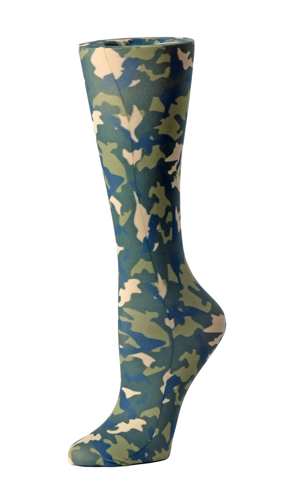 Cutieful Moderate Compression Socks 10-18 MMhg Wide Calf Knit Print Pattern Green Camo at Parker's Clothing and Shoes.