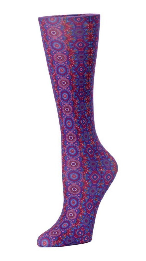 Cutieful Moderate Compression Socks 10-18 MMhg Wide Calf Knit Print Pattern Kaleidoscope at Parker's Clothing and Shoes.