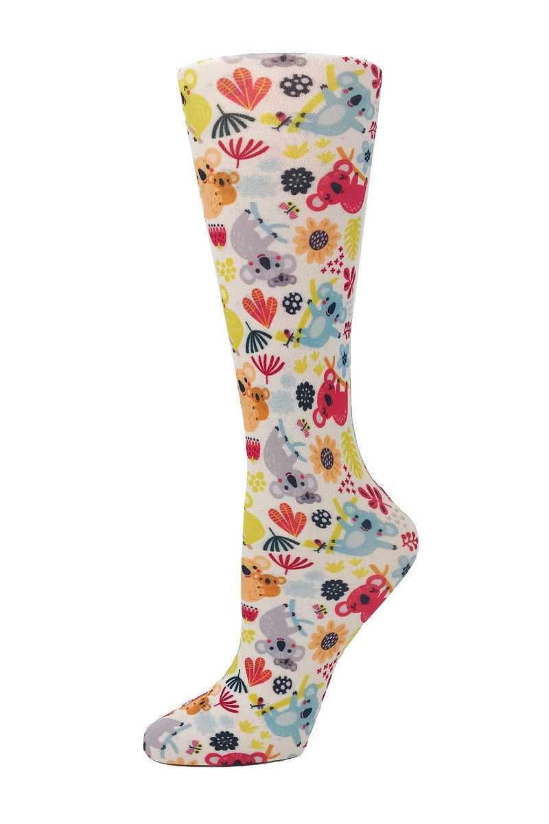 Cutieful Moderate Compression Socks 10-18 MMhg Wide Calf Knit Animal Print Kuddly Koalas at Parker's Clothing and Shoes.
