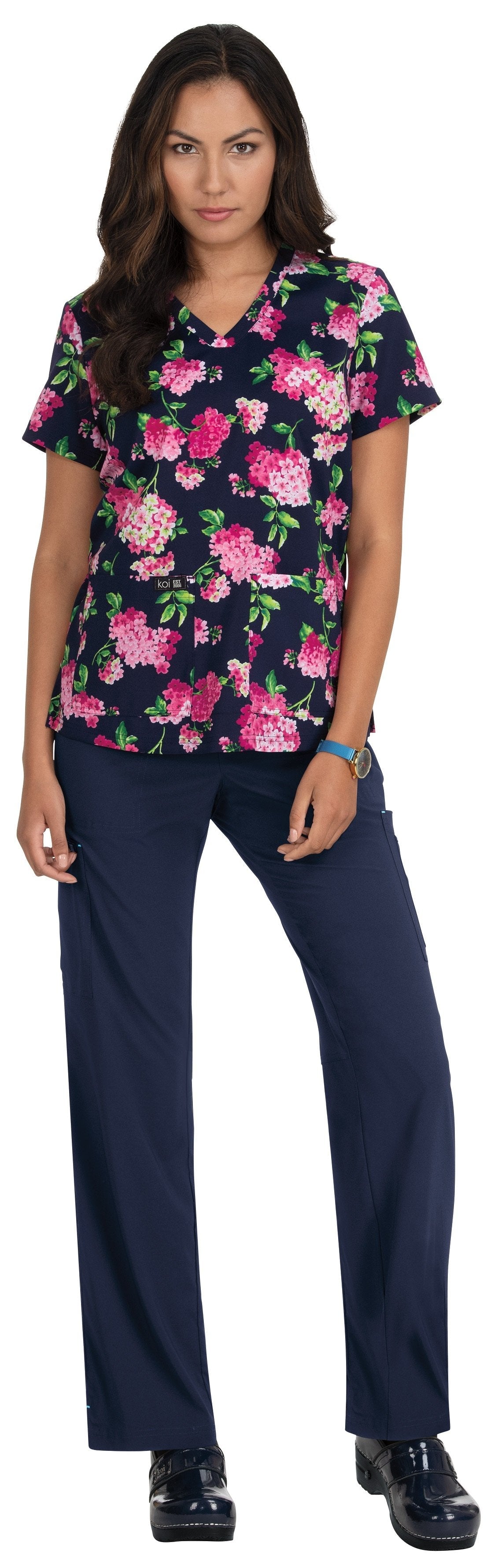 Koi Scrub Print Tops Leslie Floral Affair - Parker's Clothing and Shoes