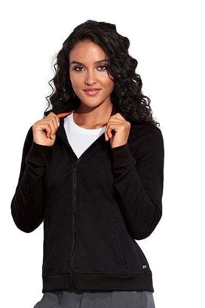Motion by Barco Plus Size Scrub Jacket Ariel Zip Front in Black at Parker's Clothing and Shoes.