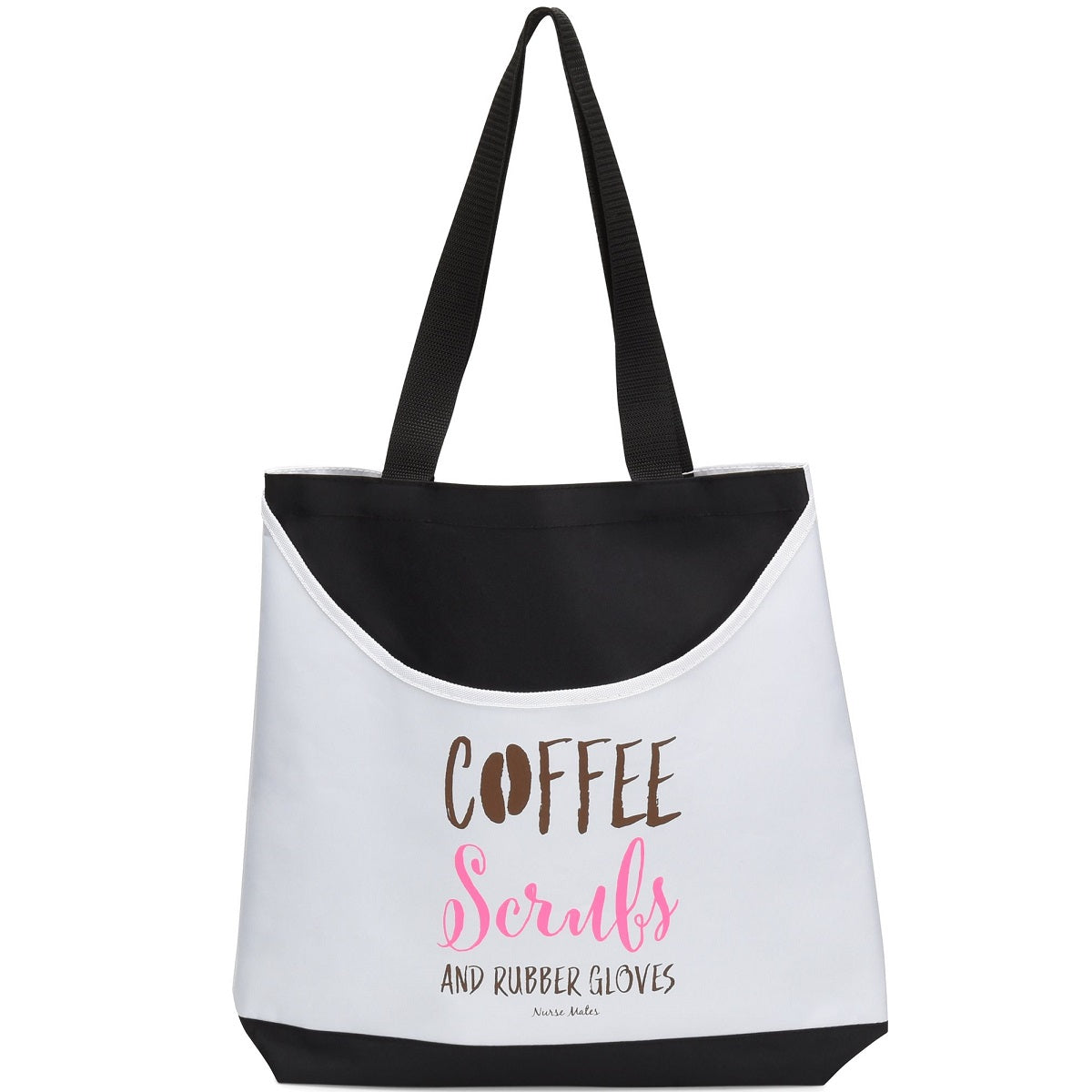 Nurse Mates Scoop Tote in pattern Coffee Scrubs and rubber Gloves at Parker's Clothing and Shoes.