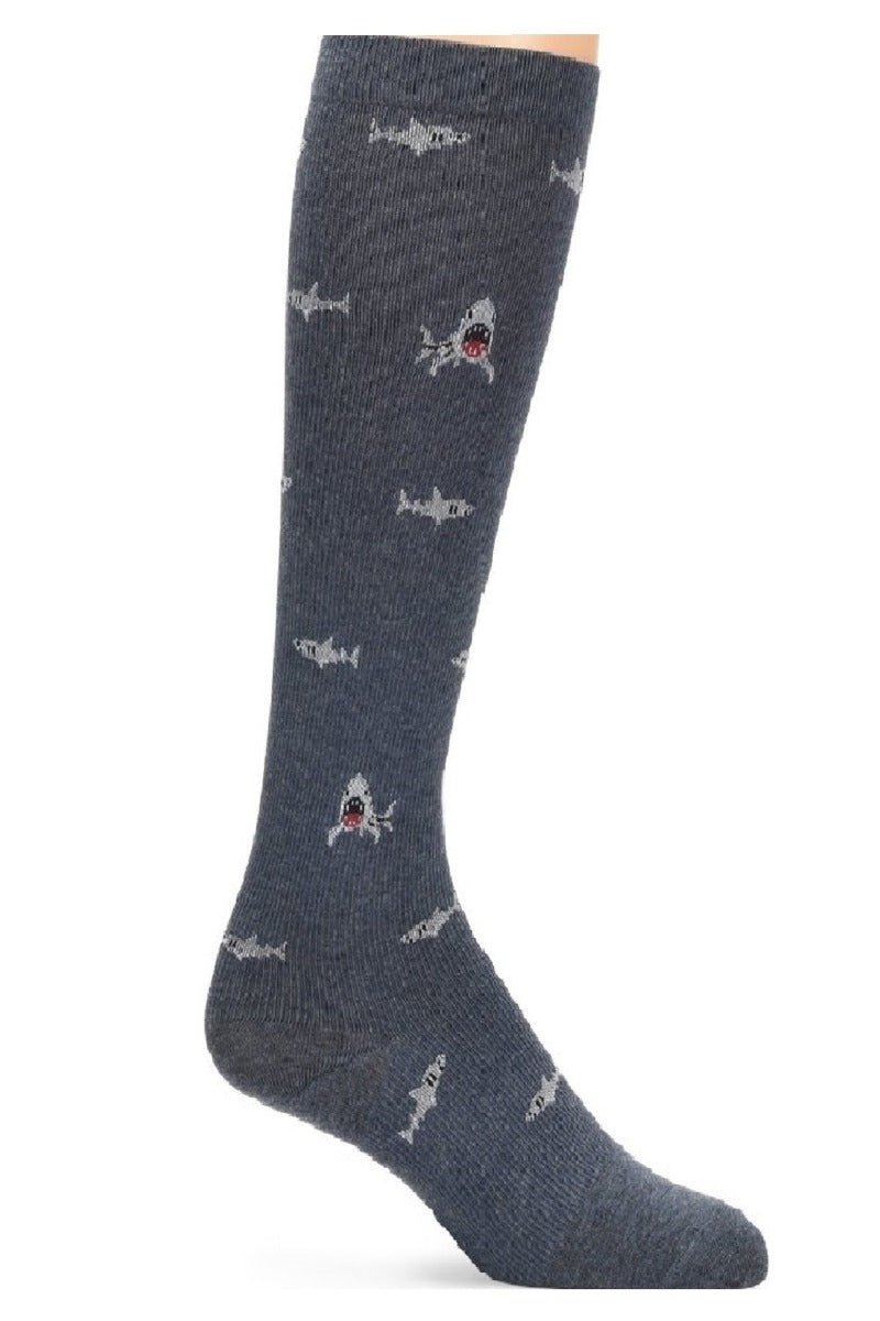 Nurse Mates Mens Mild Compression Socks 12-14 mmHg in Sharks at Parker's Clothing and Shoes.