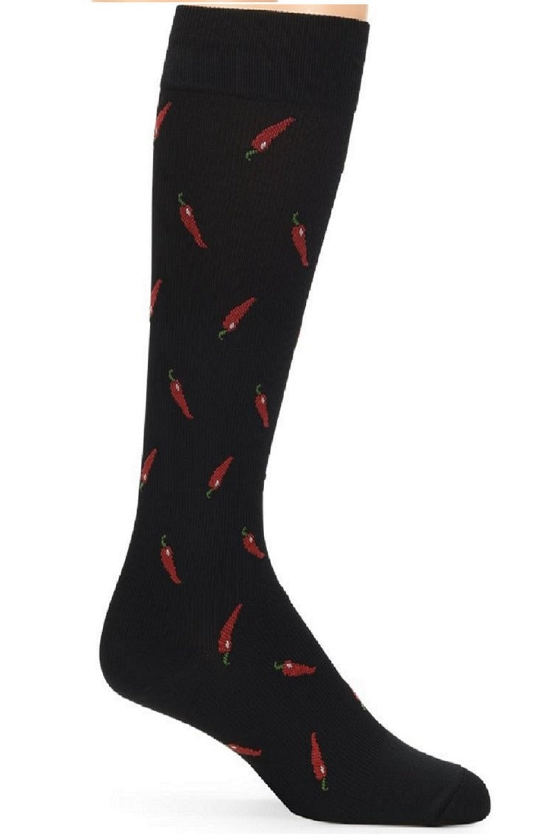 Nurse Mates Mens Mild Compression Socks 12-14 mmHg in Chile Peppers at Parker's Clothing and Shoes.