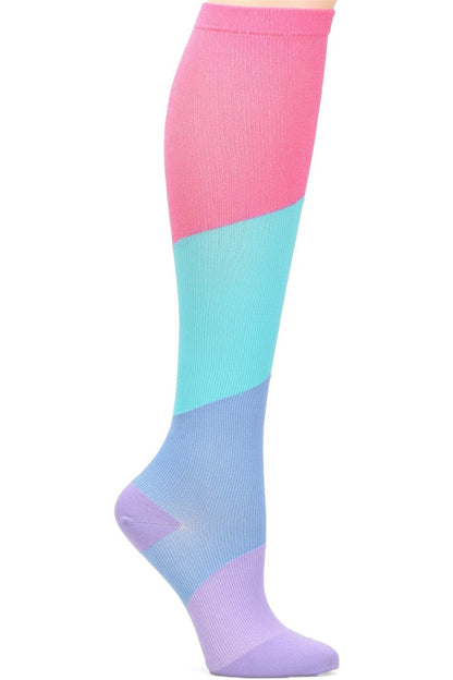 Nurse Mates Mild Compression Socks 12-14 mmHg at Parker's Clothing & Scrubs. Compression socks for nursing. Mild compression socks. Color Block Bright