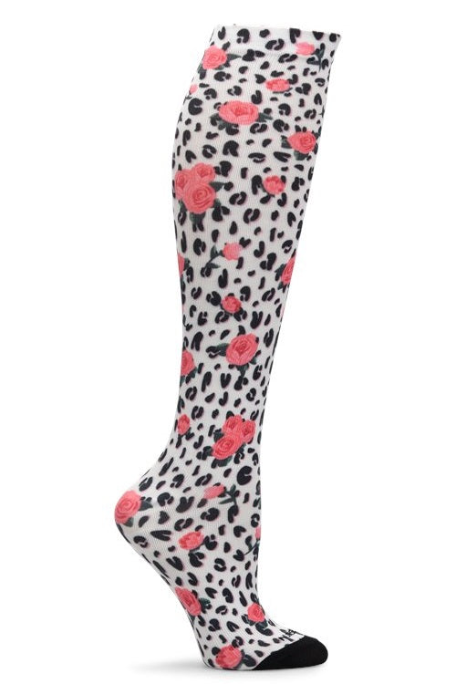 Nurse Mates Mild Compression Socks 360° Seamless 12-14 mmHg at Parker's Clothing and Shoes. Leopard Rose