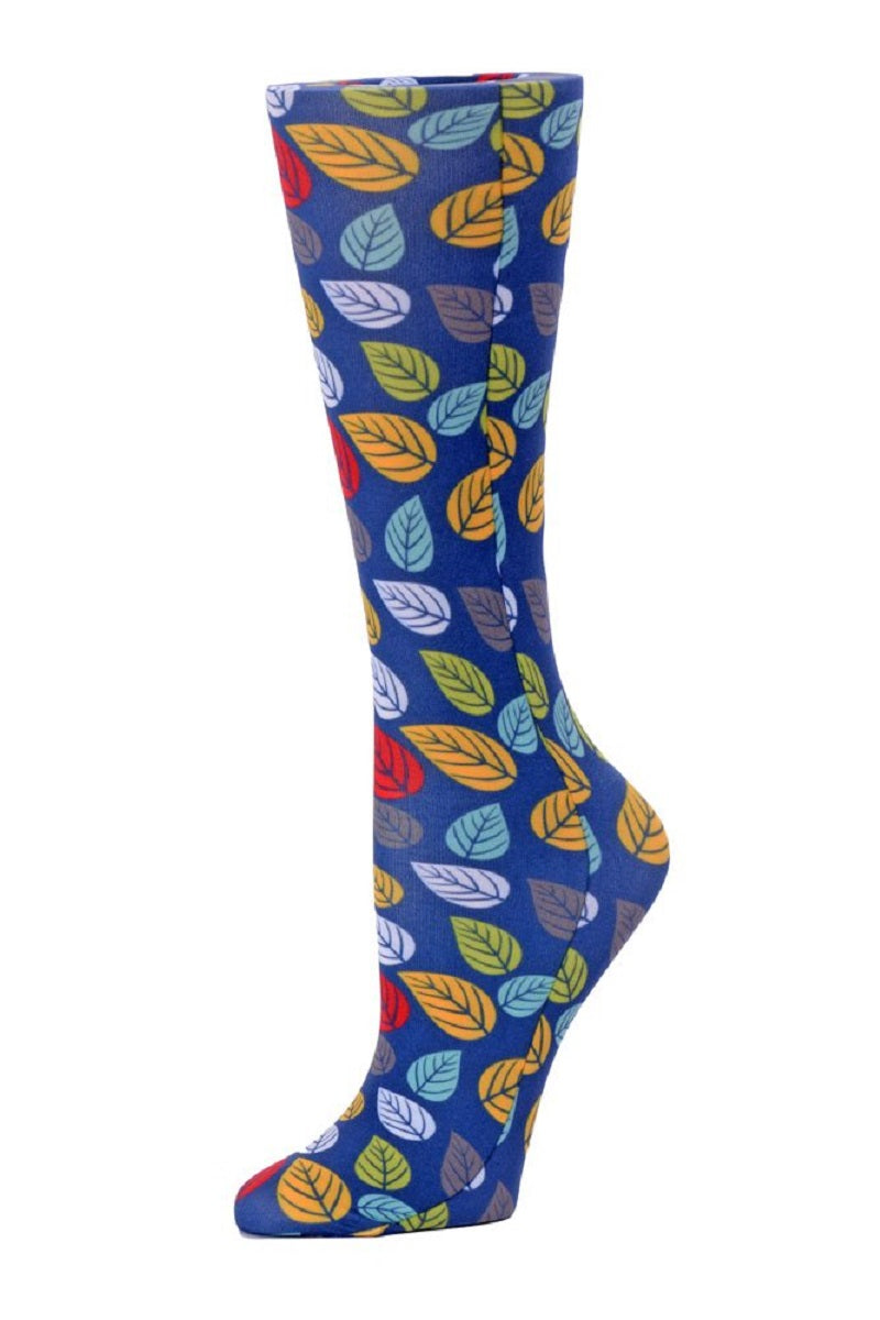 Cutieful Mild Compression Socks Sheer 8-15 mmHg in pattern Navy Leaves at Parker's Clothing and Shoes.