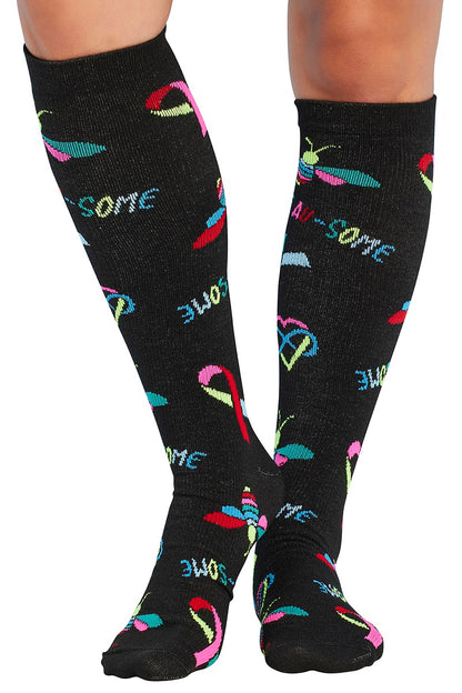 Cherokee Plus Print Support Mild Compression Socks Wide Calf 8-12 mmHg Bee Au Some at Parker's Clothing & Scrubs.