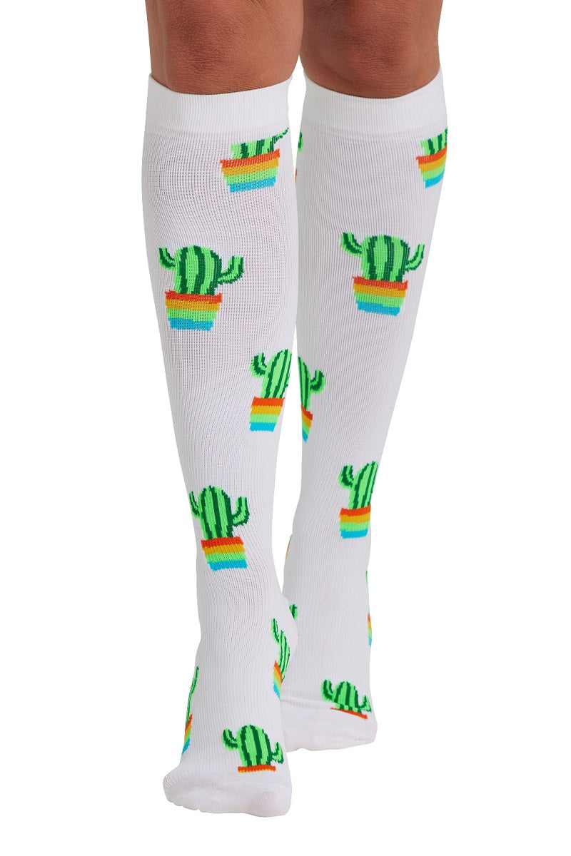 Cherokee Print Support Mild Compression Socks 8-12 mmHg Blooming Cactus at Parker's Clothing and Shoes