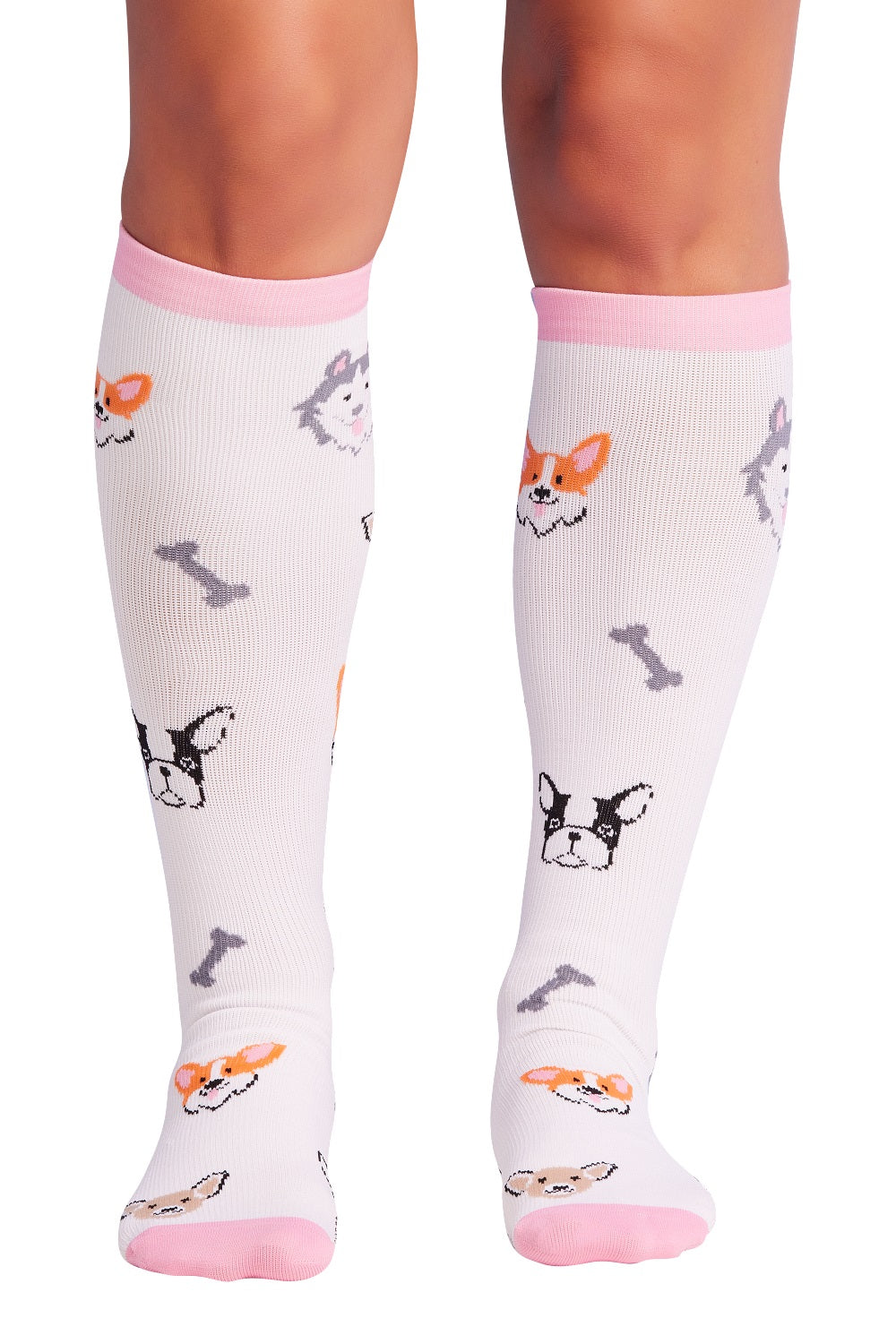 Cherokee Plus Print Support Mild Compression Socks Wide Calf 8-12 mmHg in pattern Dog Love at Parker's Clothing and Shoes.