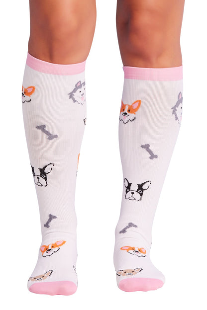 Cherokee Plus Print Support Mild Compression Socks Wide Calf 8-12 mmHg in pattern Dog Love at Parker's Clothing & Scrubs.