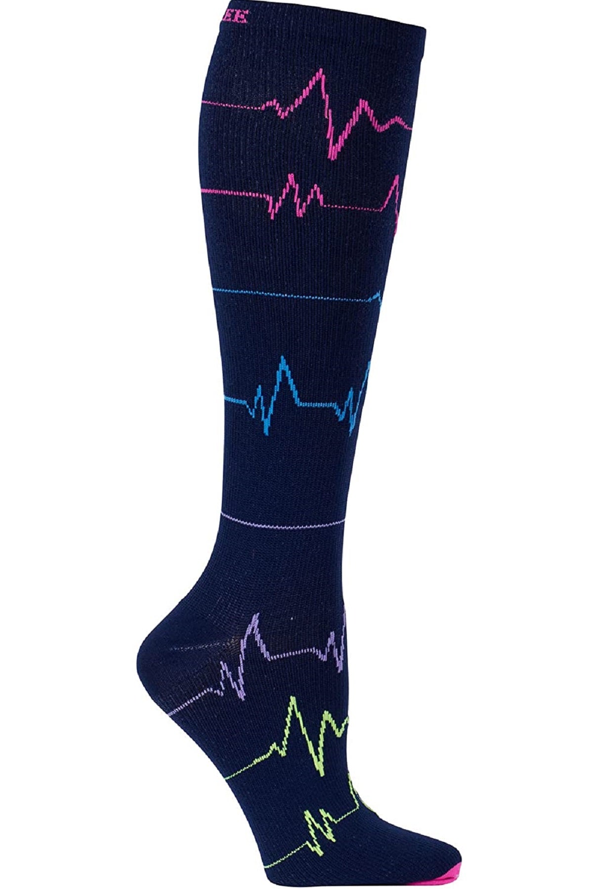 Cherokee Plus Print Support Mild Compression Socks Wide Calf 8-12 mmHg EKG Zig Zag at Parker's Clothing and Shoes.