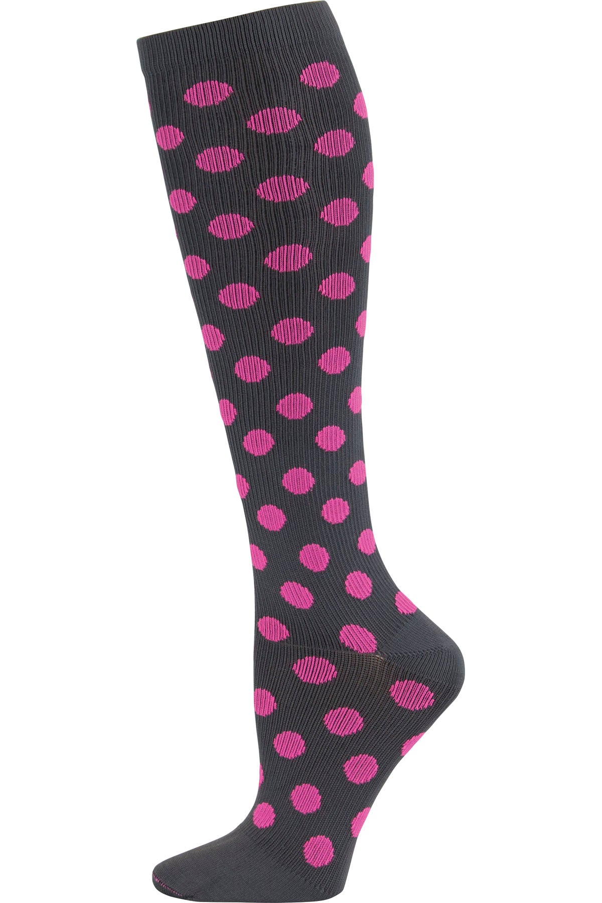 Cherokee Print Support Mild Compression Socks 8-12 mmHg Grey/Pink Polka Dot at Parker's Clothing and Shoes