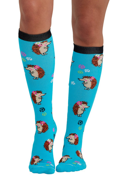 Cherokee Plus Print Support Mild Compression Socks Wide Calf 8-12 mmHg in pattern Hedge Hug at Parker's Clothing & Scrubs.