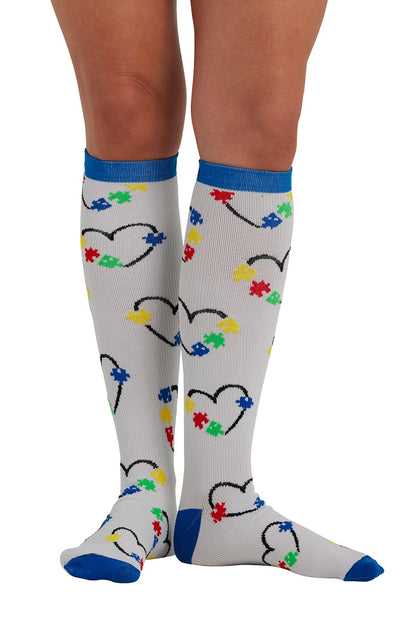 Cherokee Plus Print Support Mild Compression Socks Wide Calf 8-12 mmHg in pattern Love You To Pieces at Parker's Clothing & Scrubs.