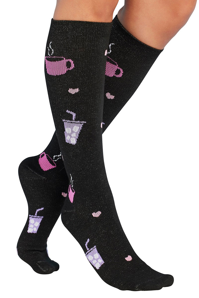 Cherokee Plus Print Support Mild Compression Socks Wide Calf 8-12 mmHg Nurse Fuel at Parker's Clothing and Shoes.