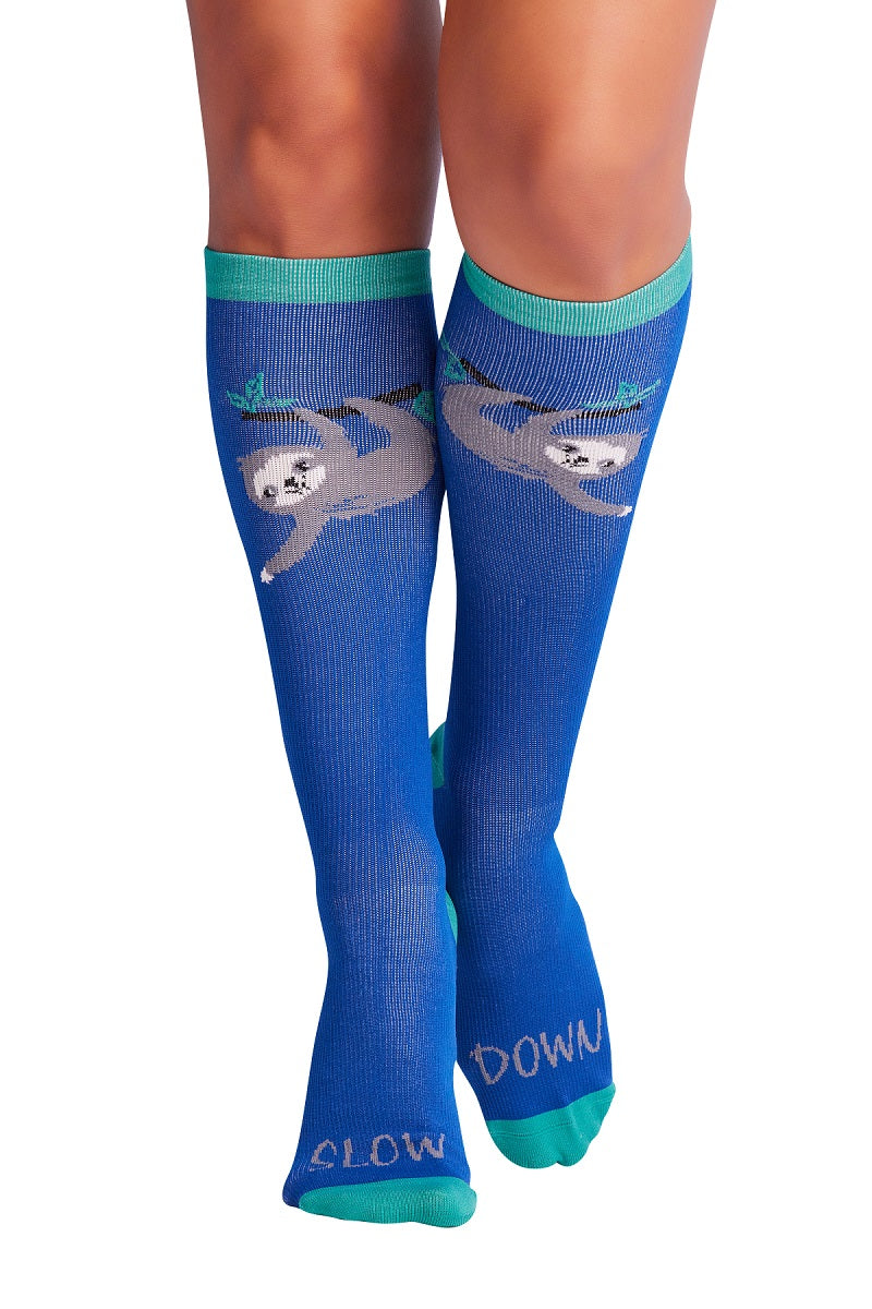 Cherokee Print Support Mild Compression Socks 8-12 mmHg in pattern Slow Down at Parker's Clothing and Shoes.