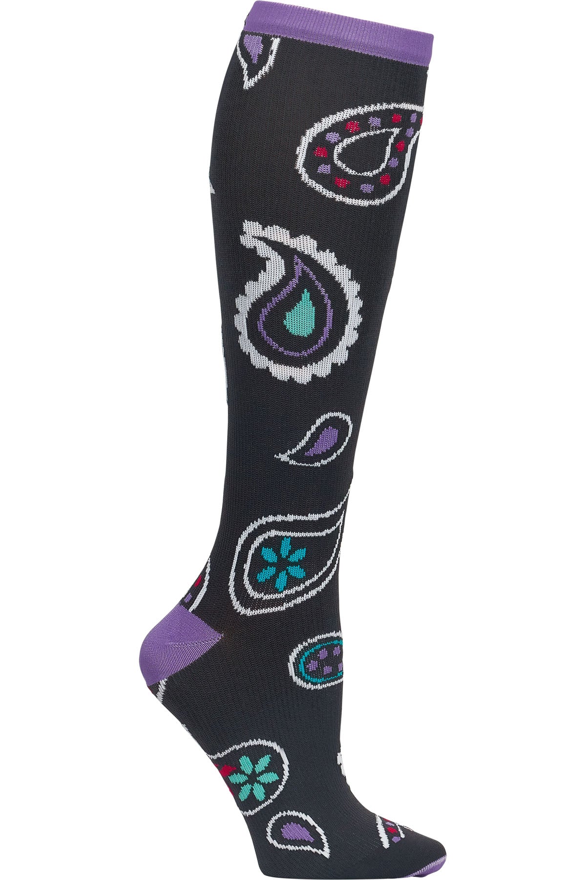 Cherokee Plus Print Support Mild Compression Socks Wide Calf 8-12 mmHg Simple Paisley at Parker's Clothing and Shoes